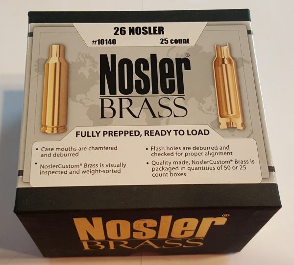 10140 Nosler Custom 26 Nosler Cartridge Brass Box of 25