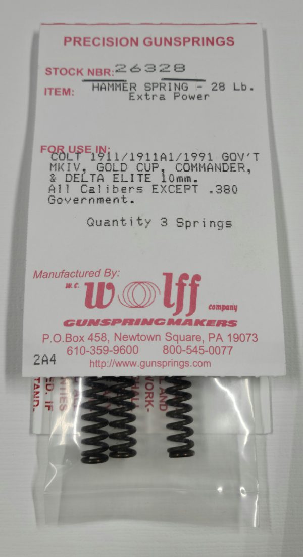 26328 Wolff COLT 1911/CMMDR RP HAMMER SPRING 28LB Pak of 3