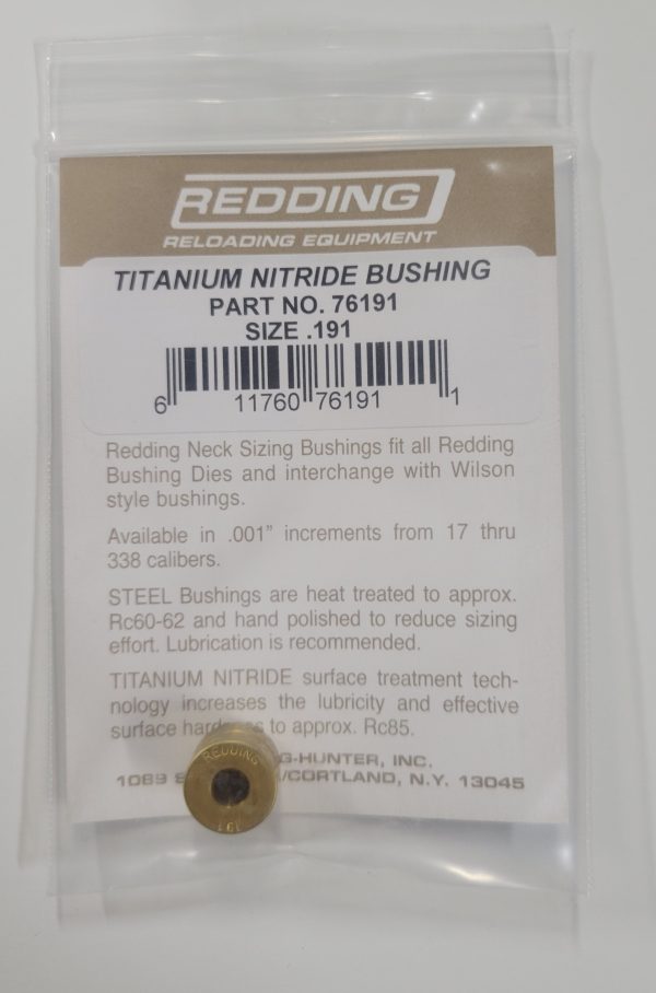 76191 Redding Titanium Nitride Neck Size Bushing .191"