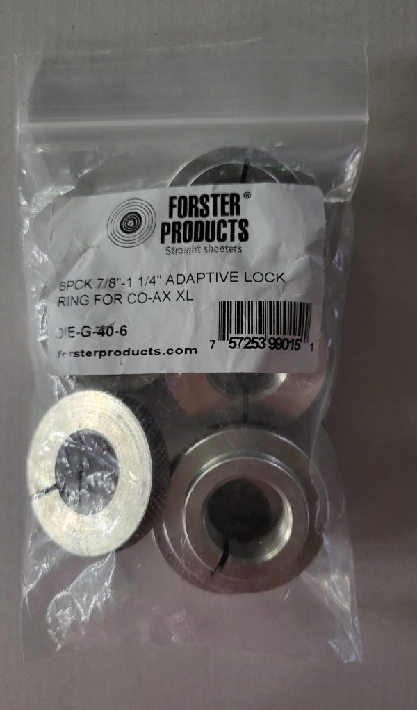 DIE-G-40-6 Forster 1 1/4" to 7/8"-14 Adaptive Die Lock Ring 6 PACK CO-AX XL Press